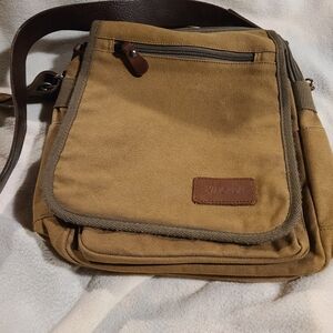 Stylish Tan Canvas Crossbody Bag XINGADA